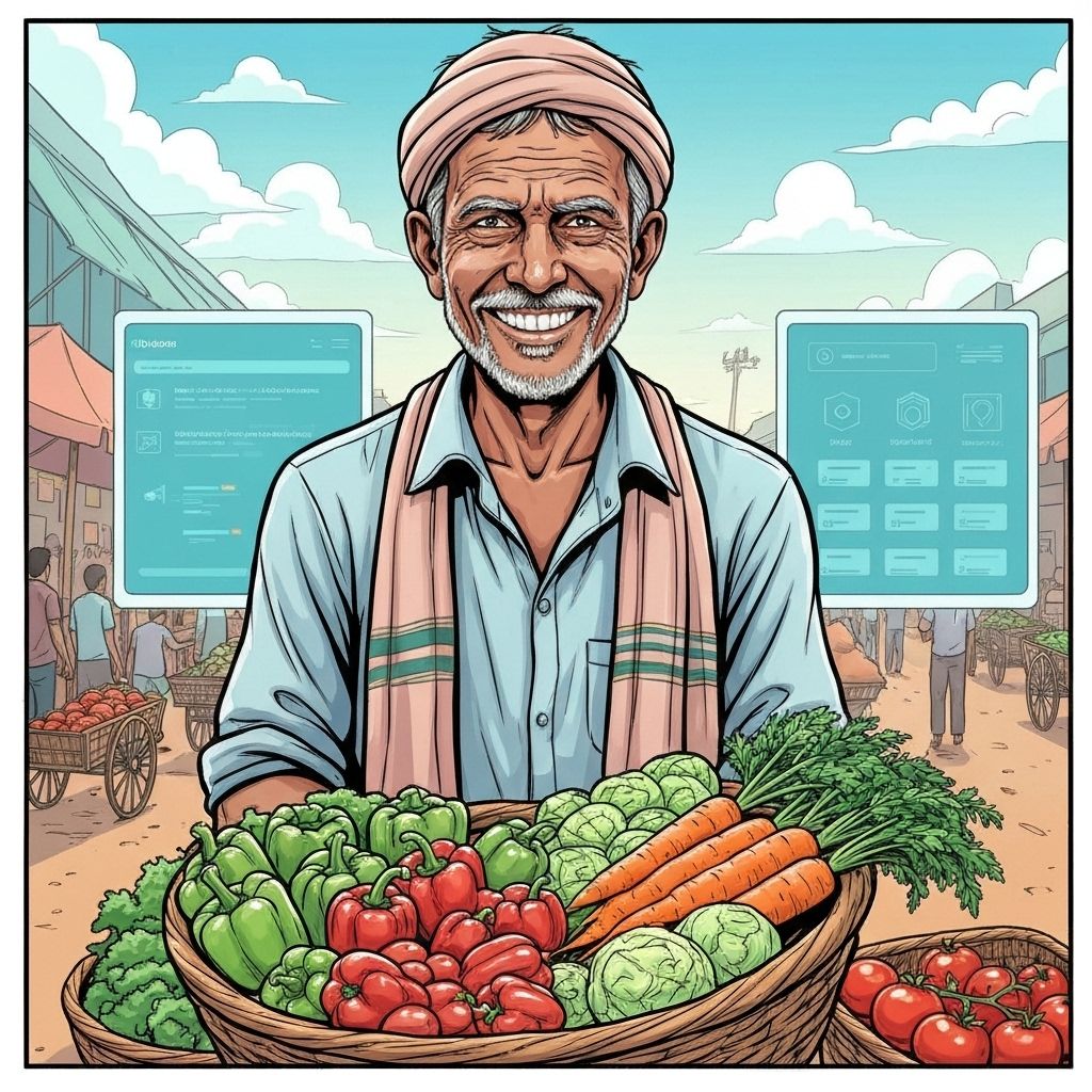 Farmer connecting to digital market